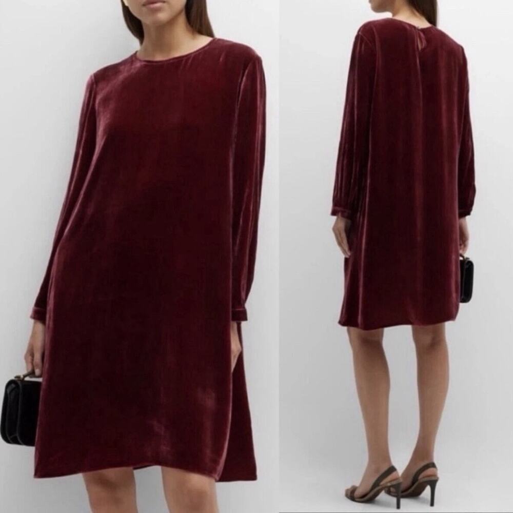 Eileen Fisher Burgundy Velvet Mini Dress